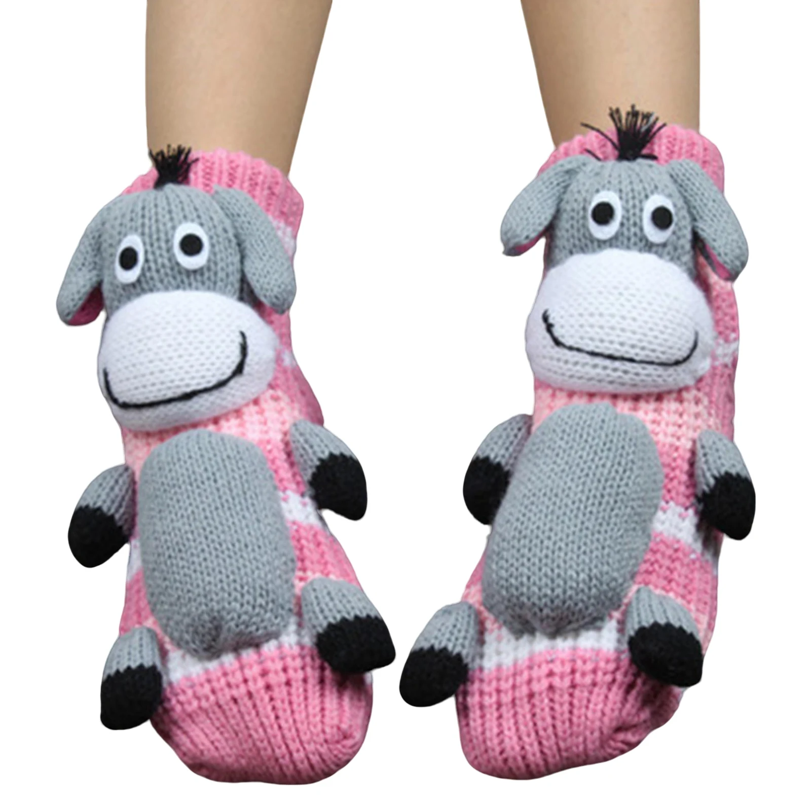 ثلاثية الأبعاد محبوك لطيف الحيوان جوارب يمكن السير بها على الأرض جديد متعة الجدة اليدوية الكروشيه الشتاء الجوارب الدافئة الإبداعية هدايا عيد الميلاد للأطفال