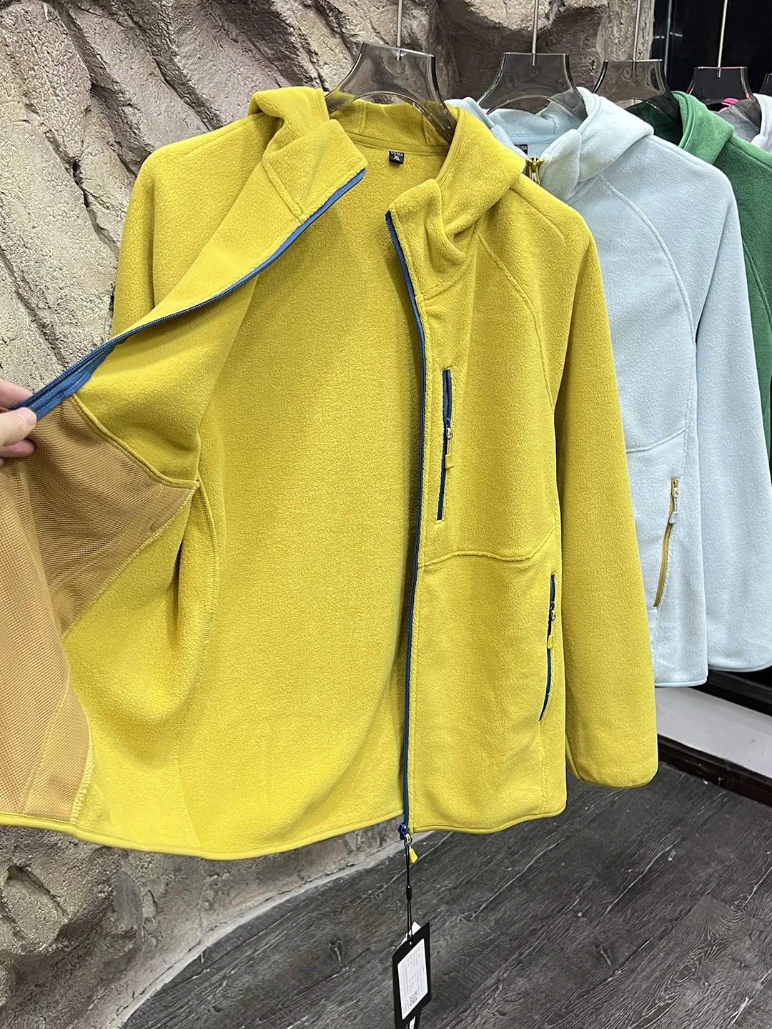 

Thiened Double-Sided Fce Warm Velvet Cycling Jaet Men's Women's Hooded Fce-Lined Outerwear Coat for Autumn Winter