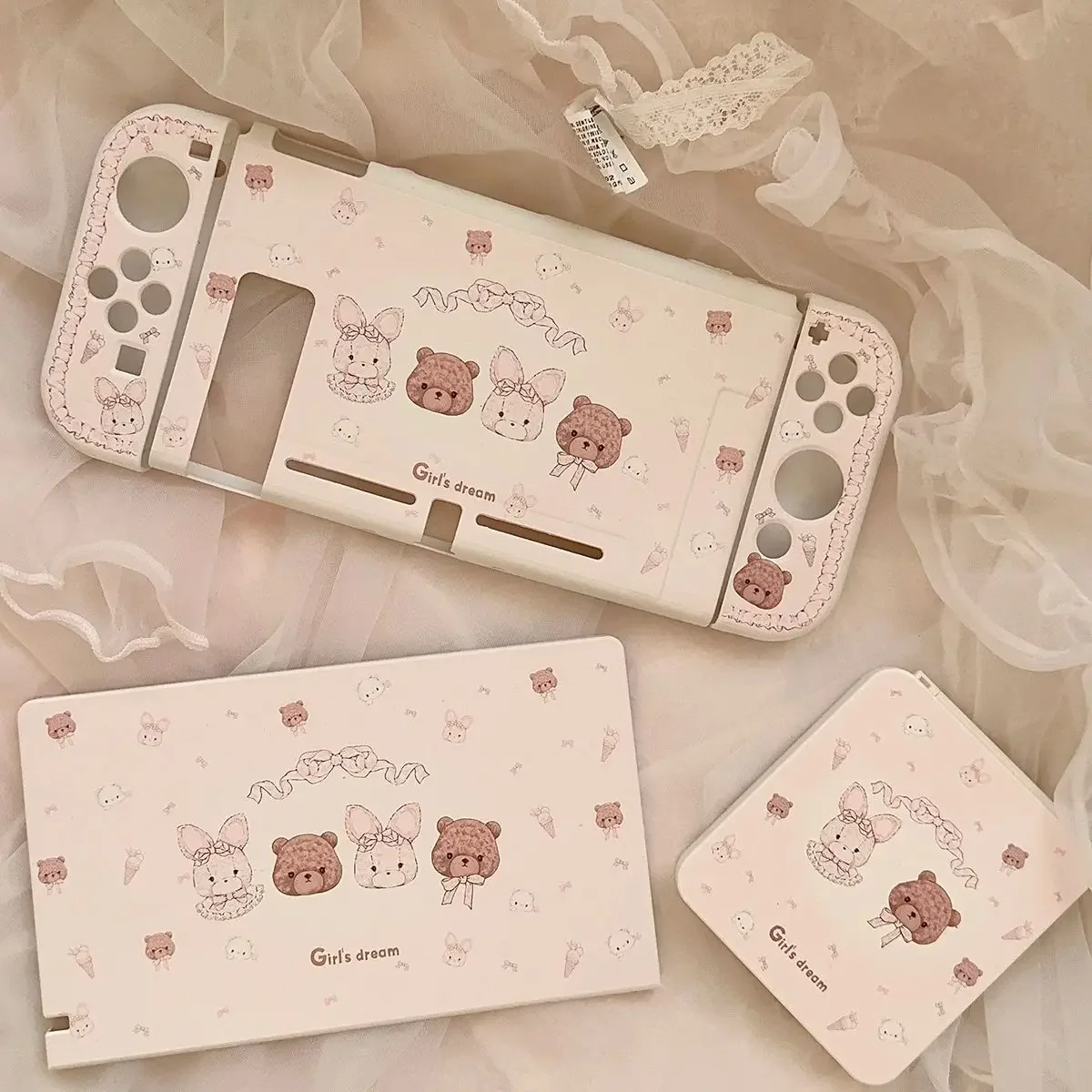 Case For Nintendo Switch OLED/NS Accessories kawaii Bunny Bear Shell Joycon Case Cassette Box For Switch Console Games