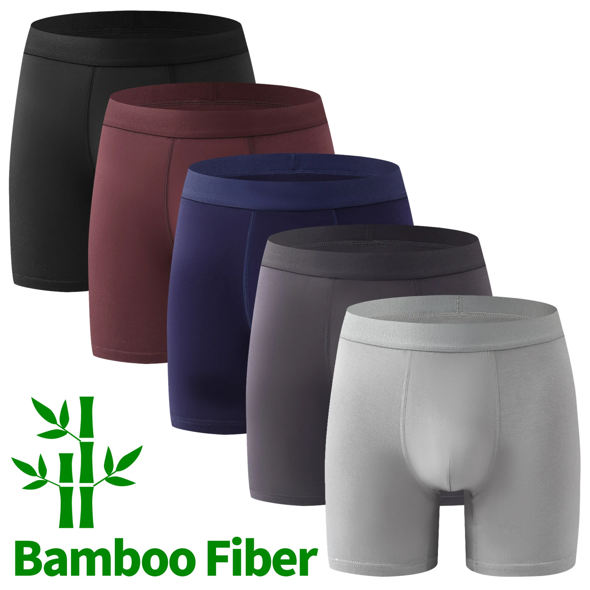 

European and American Extended Men's Underwear Bamboo Fiber Sports Breathable Mid Waist Flat Angle Pants Underwear Men