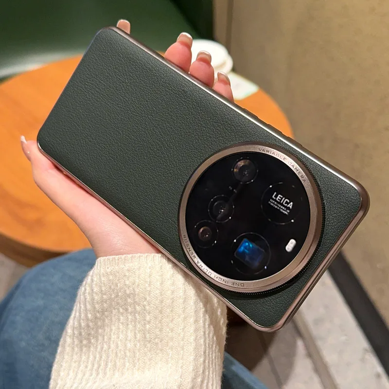 For Xiaomi 15 Ultra Case Fashion Lichee Pattern PU Leather +Electroplate Frame Cover For Mi 15 Ultra