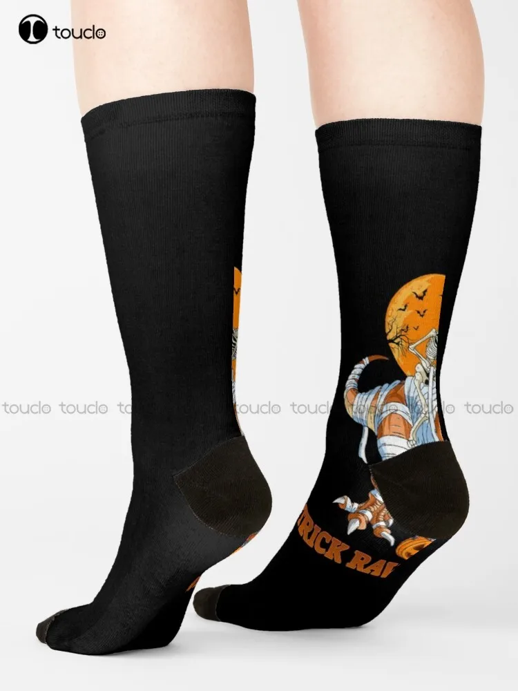 Trick Rawr Treat Skeleton Trex Dino Toddler Halloween Socks Boys Socks Streetwear 360° Digital Print Gd Hip Hop Retro Colorful