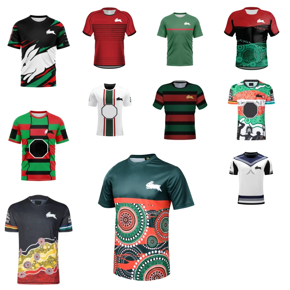 

South Sydney Rabitos 2024 Men's Rugby Short Sleeves/Local/Home and Away/Traditional/Splicing/High Quality Customizable Shirt