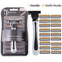 Shaver Men Razor Three Layer Stainless Blade Shaver Reusable Hair Removal Shaver Old Style With Lubricating Strip Manual Razor