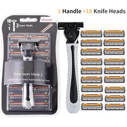 Shaver Men Razor Three Layer Stainless Blade Shaver Reusable Hair Removal Shaver Old Style With Lubricating Strip Manual Razor