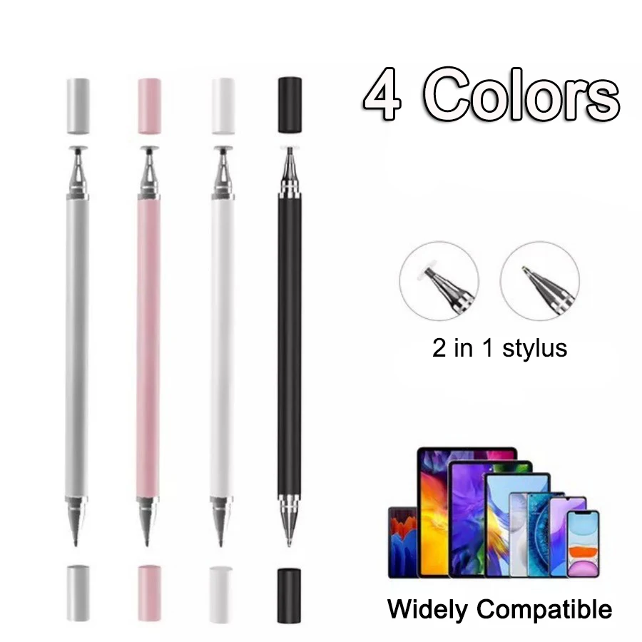 2 in 1 Pen For Iphone Smartphone Android Tablet Thin Tip Capacitive Pen Touch Screen Drawing Pencil Note Touch Pen