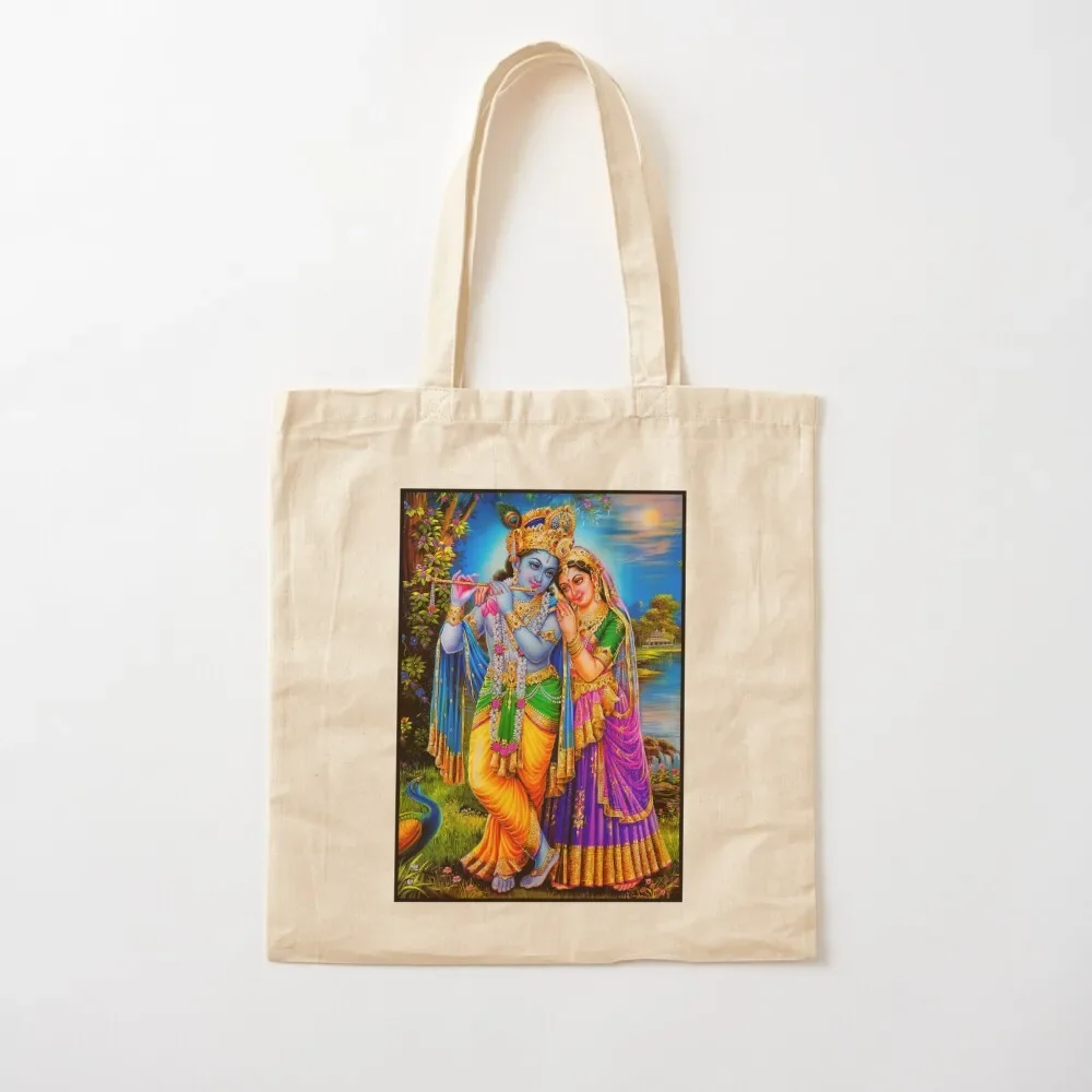 

Hindu Lord Radha Krishna Goddess Print Tote Bag bags luxury women Women's shopping bag reusable shopping bags women bag