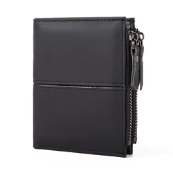 men's leather wallet credit card holder zipper coin purse men's RFID anti-theft genuine leather wallet