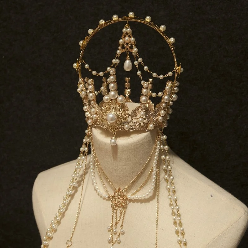 Hand made songs white moon like frost tiara headdress