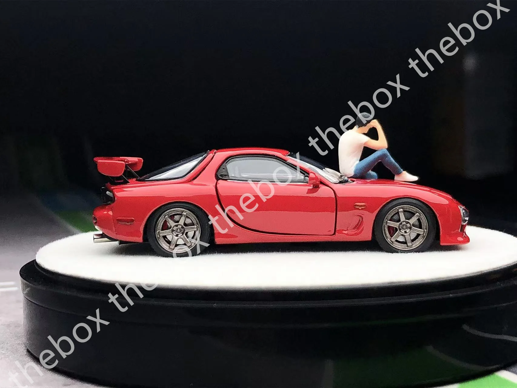 In theBox Store PGM 1:64 JDM Czerwony RX7 FD3S Okrągły Model Wyścigowy Sportowy Odlew Metalowy Limitowana Edycja