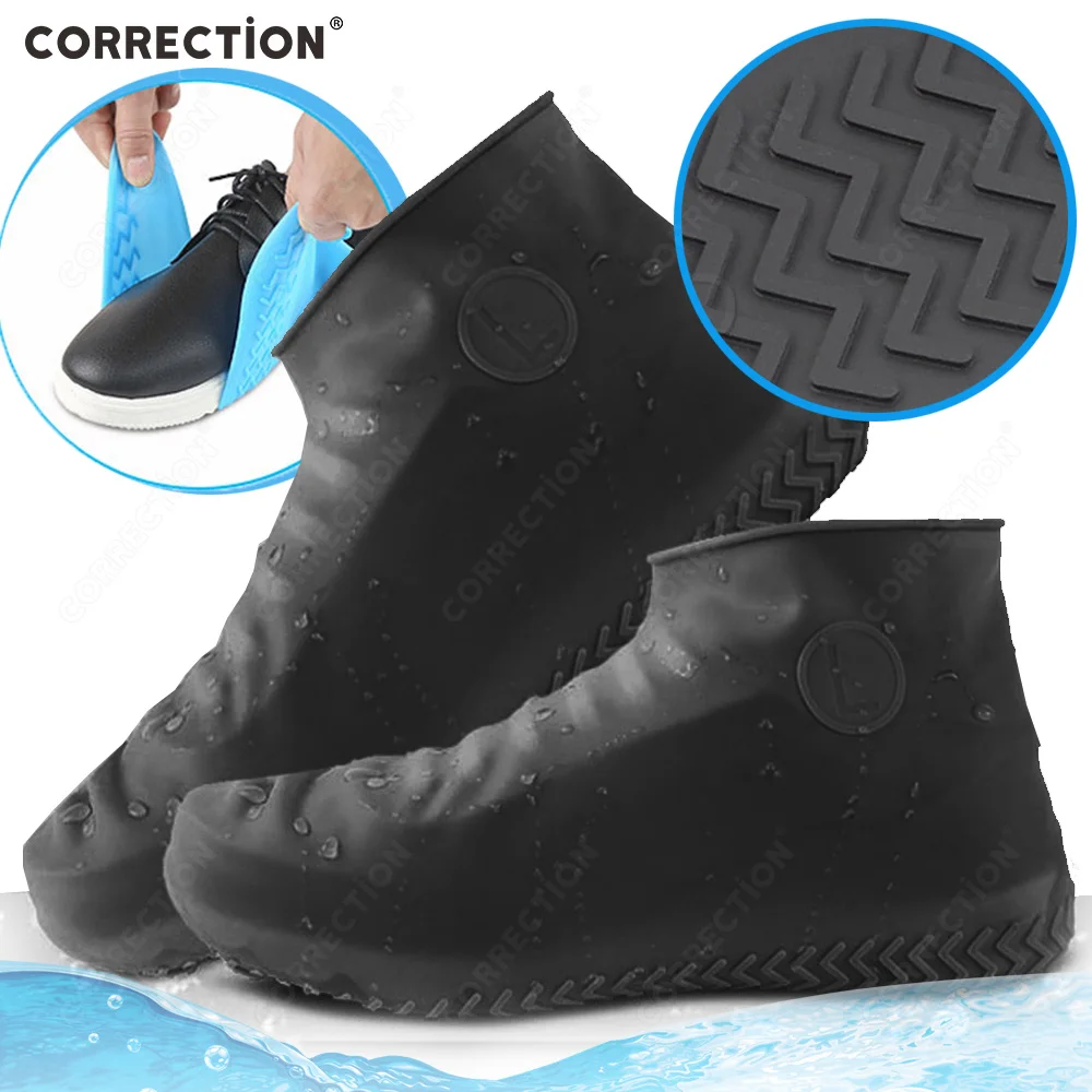 CORRECTION Premium Rubber Boot Reusable Waterproof Rain Shoes Cover Non-Slip Silicone Overshoes Boot Cover Shoes Accessories