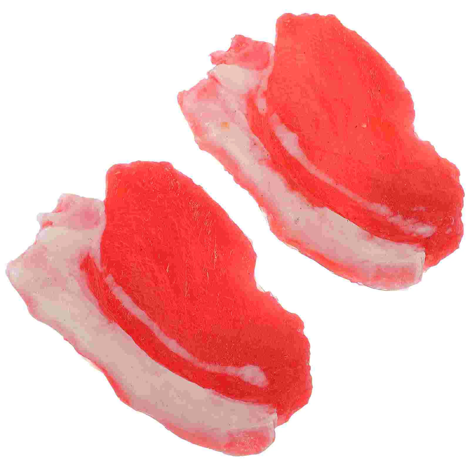 

2 Pcs Imitation Pork Cookie Decorating Ornament Resin Food Decorate Fake Display Model