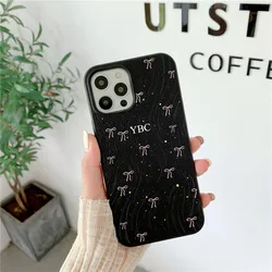 Etui na telefon Bows Custom Initials Vegan do iPhone 15 14 13 pro max 12 11 Pro Max 14 15 plus Luksusowe etui ze skóry PU X XS XR Cover