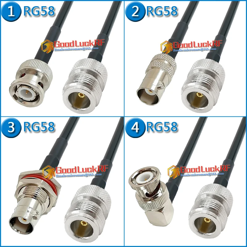 

N Female to Q9 BNC Male Female Washer Nut Right Angle 90 Degree Pigtail Jumper RG-58 RG58 3D-FB Extend cable 50 Ohm low loss