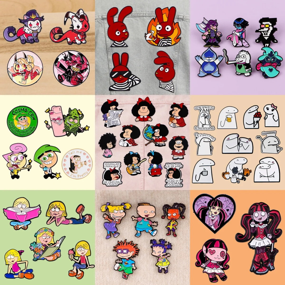 3-10 pièces/ensemble personnages de dessins animés classiques broche en émail pour femme broche en métal Badge chemise broches pour hommes femme bijoux cadeaux