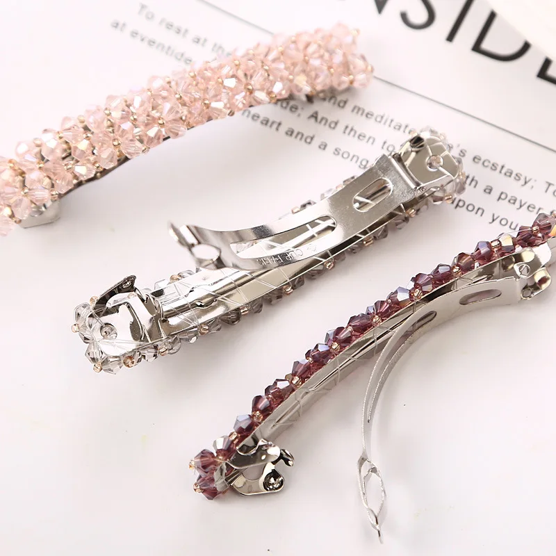 Elegant Hairpins Hairgrips Crystal Rhinestone Barrettes Hair Clips Women Girls Hair Accessories One Line Hair Grips