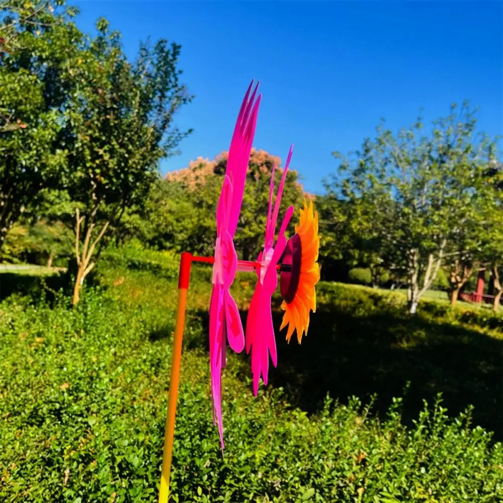Moulin à vent tournesol multi-styles PVC diamètre 36 + 25cm piquet debout pelouse fleur Pinwheel rotatif tournesol