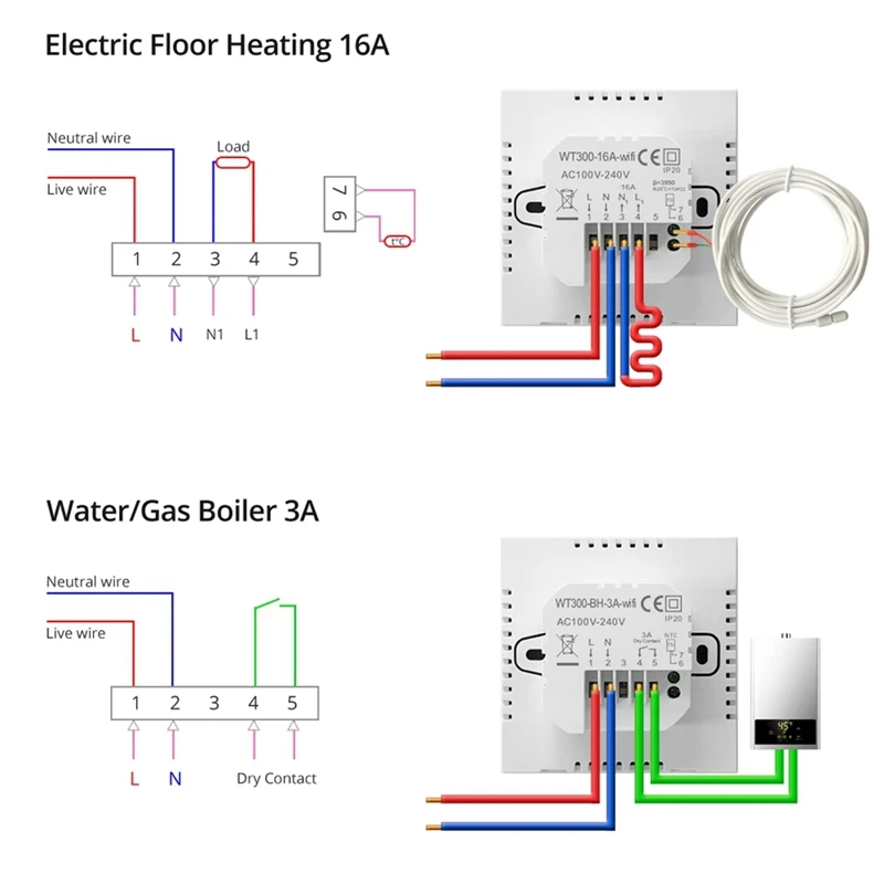 A16R-Tuya Wifi Smart Thermostat Temperature Controller For Google Home Alexa