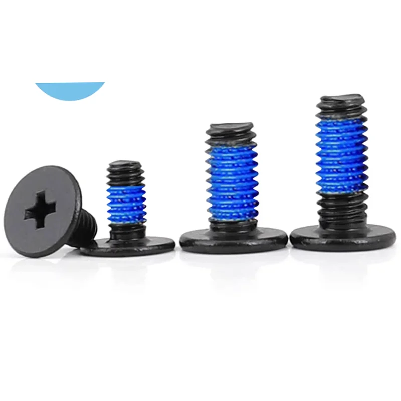 M1.2M1.4M1.6M2M2.5 black carbon steel phillips thin flat screw paint treatment spot blue glue anti-loose shakeproof screw1178