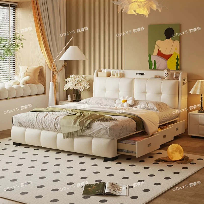 

Modern Luxury Massage Bed Sleeping Safe Storage Floor Design Wooden Floating Simple Bed Bedroom Double Cama Salon Furniture