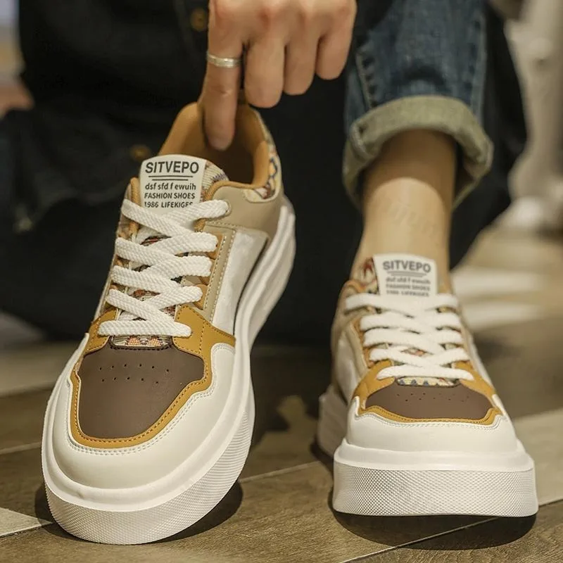 

2025 new casual sports shoes men's spring niche designed thick soled fashion trend comfortable height increasing chunky sneakers