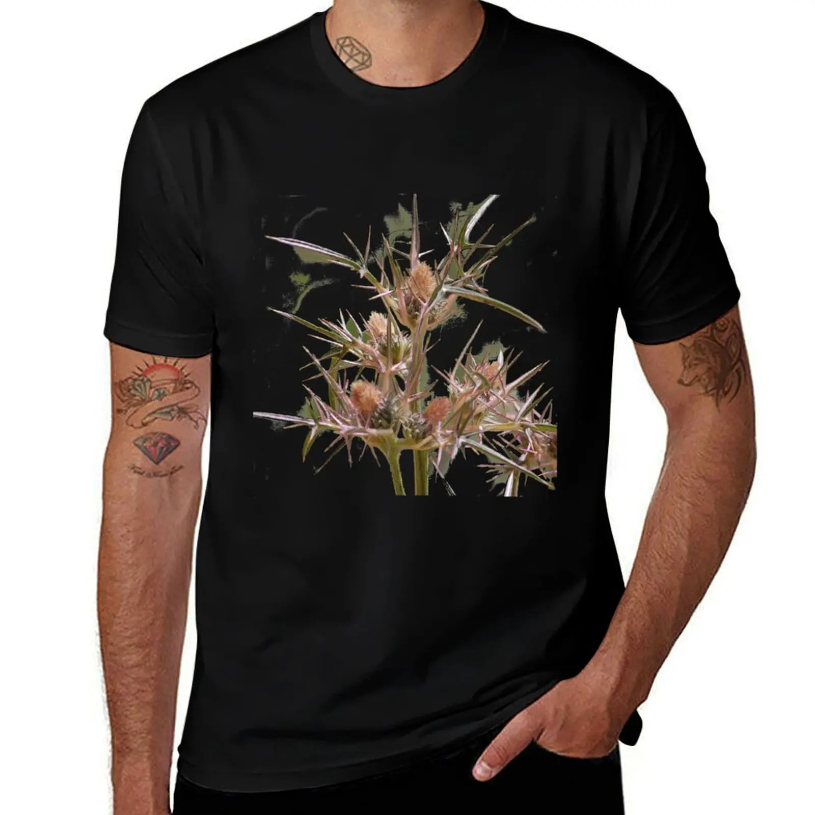 Thistle, prickly flower T-Shirt anime tshirt blanks mens graphic t-shirts hip hop