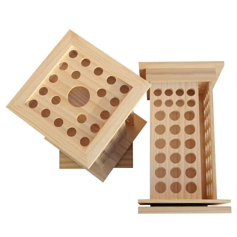 Essential Oil Display Stand 125 Hole Wooden Display Rack Sample Rotatable Storage Rack Store Essential Oil Bottle Holder