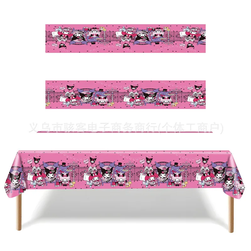 108*180cm Saniro Kuromi tovaglia decorazioni per feste di compleanno stoviglie usa e getta Cartoon Dog TableCover Baby Shower Kids Party