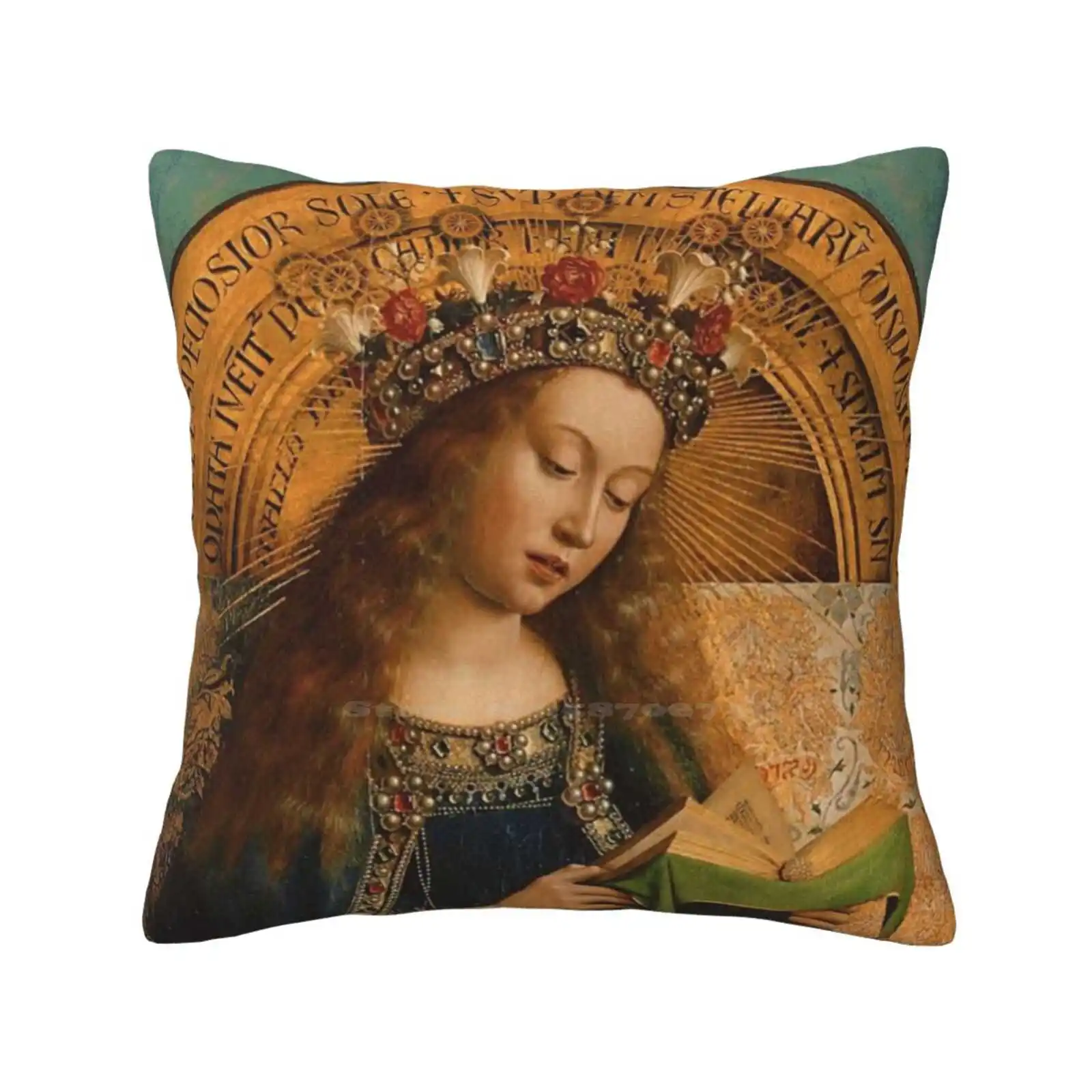 The Virgin Mary From The Ghent Altarpiece , 1432 Throw Cushion Pillow Cover Catholic Virgin Mary Mother Mary Faith Religious