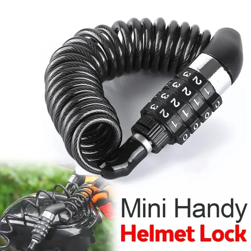 Durable Classic Helmet Lock Chain 4 Digit Password Combination Portable Bike Motorcycle Anti-theft Cable Lock Stitch Motor Part