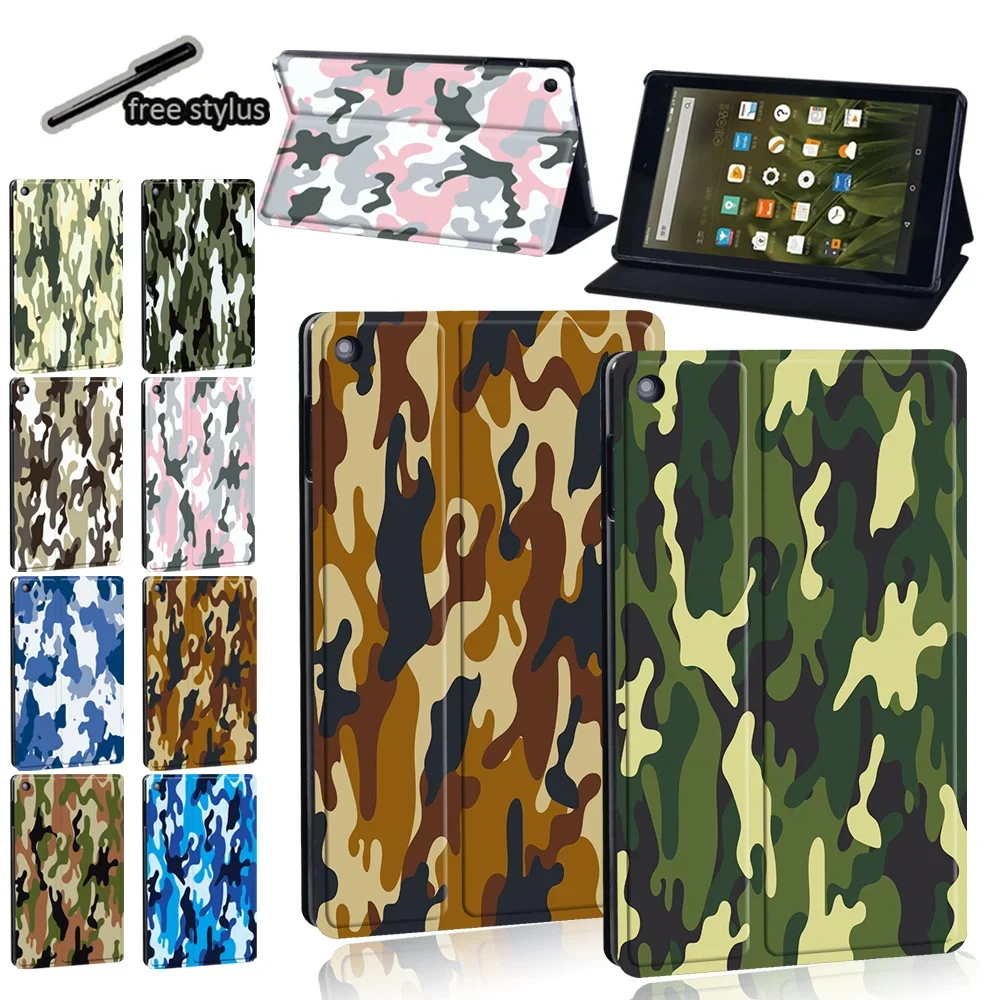 

For Fire HD 10 Plus/5th/7th/9th/11th/HD 8 Plus/6th/7th/8th/10th/Fire 7 5th/9th/7th/12th PU Leather Tablet Stand Protective Cover