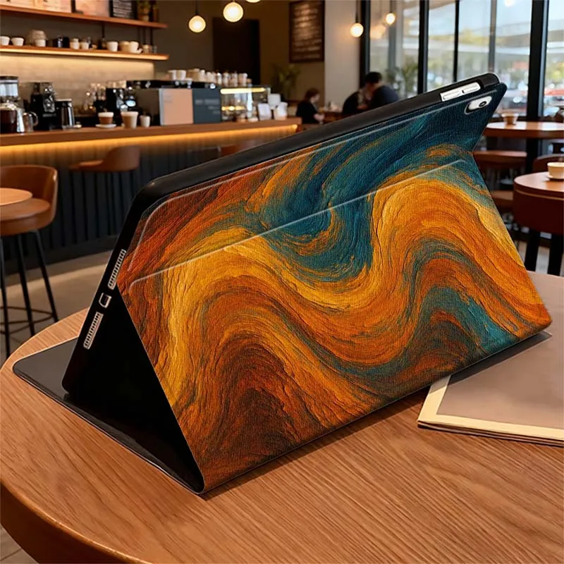 Cartoon Leaf Swirl Pattern Case For iPad Pro mini Air 1 2 4 3 5 6 7 8gen 9gen 11 M2 M3 M4 6th 7th 10th 11th Gen 2025 Tablet