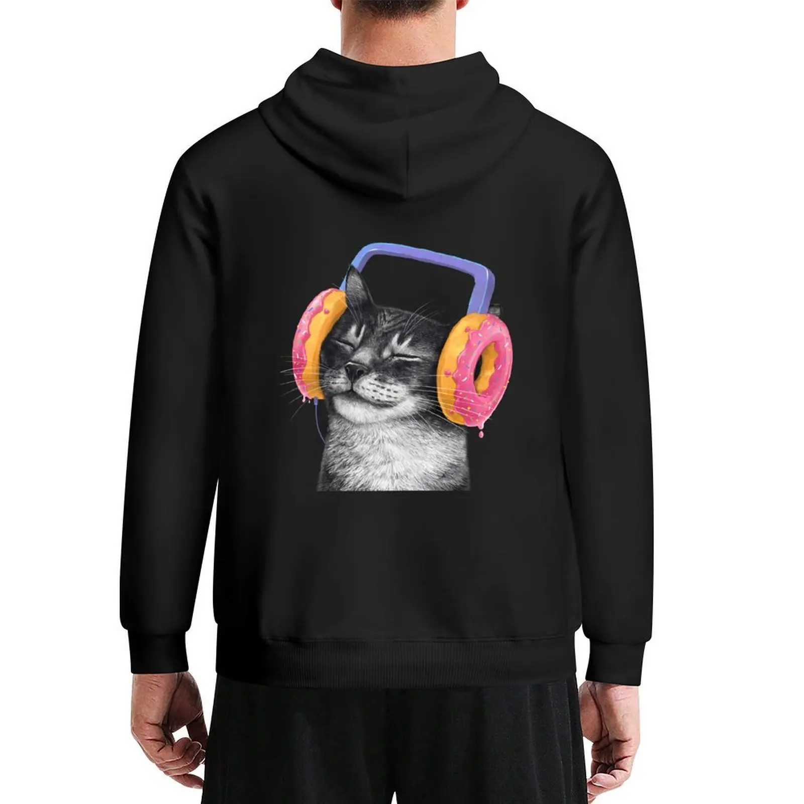 

Cat with headphones Hoodie autumn jacket men anime clothes men's winter sweater anime clothing men's oversize hoodie