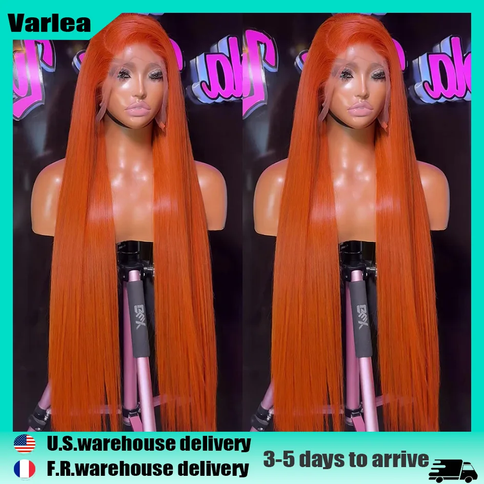 

Varlea 350 Straight Hd Lace Frontal Wig 13x6 Orange Ginger Human Hair Wig Colored Human Hair Wigs 13x4 Lace Front Wig For Women