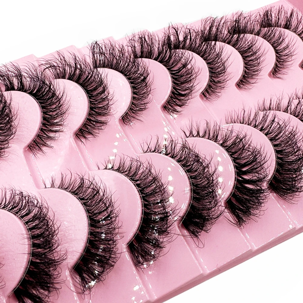 10Pairs Clear Band 3D Mink Fake Eyelashes Invisible Band Natural Wispy False Eyelashes Full Strip cilios Reusable Cat Eye Lashes