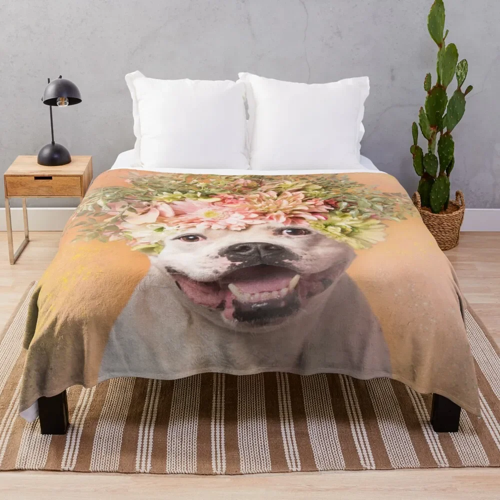 Pit Bull Flower Power, Big Tuna Throw Blanket Soft Beds Decorative Beds warm winter Summer Beddings Blankets