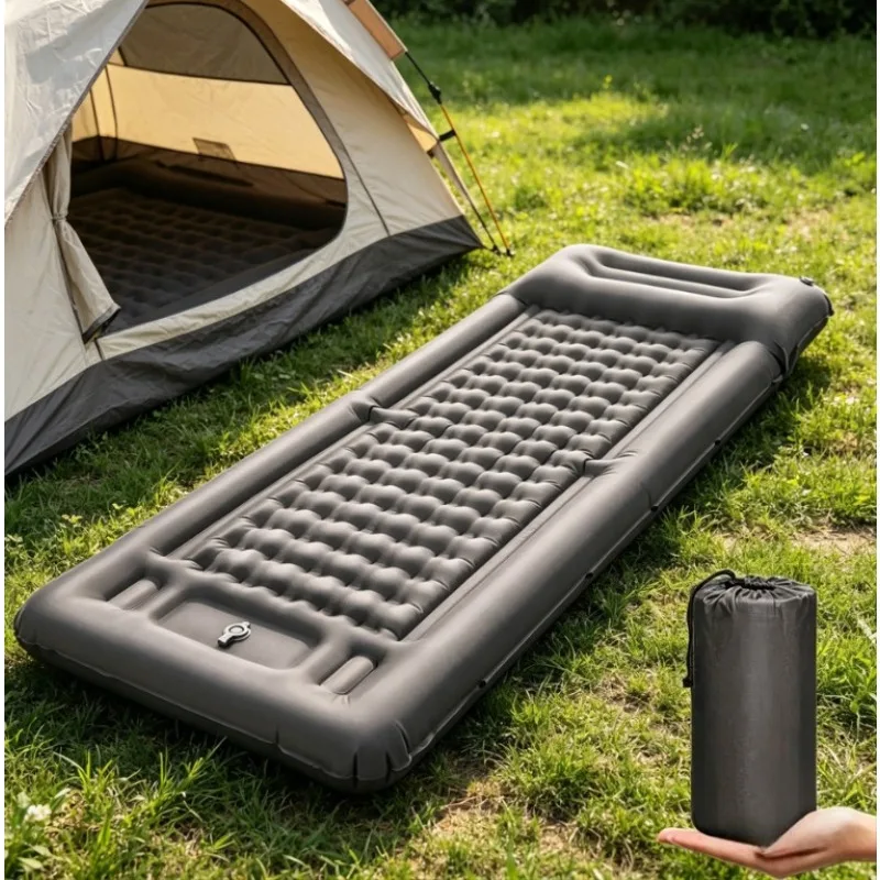 

Outdoor Inflatable Mattress with Pillow Ultralight Thicken Sleeping Pad Splicing Built-in Pump Air Cushion Travel Camping Bed