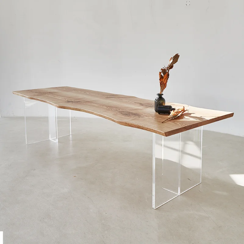 White wax wood simple modern solid wood desk log large board meeting long table desk tea table coffee table