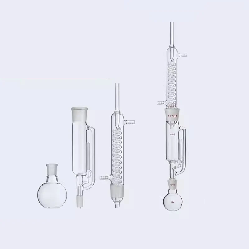 Soxhlet extractor de grasa de serpiente esférica de vidrio, juego completo de dispositivo de extracción de laboratorio, 60ml