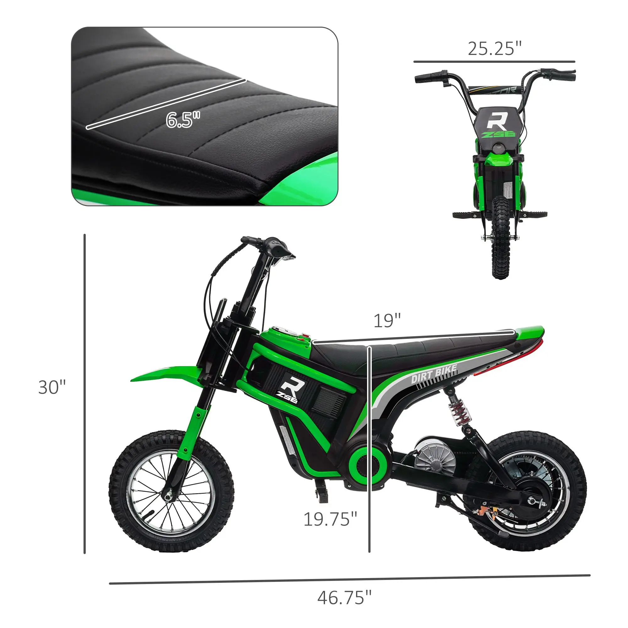 Elektrische crossmotor met draaigreep, 24V 350W off-road elektrische motorfiets, tot 15 MPH met rem, muziekhoorn