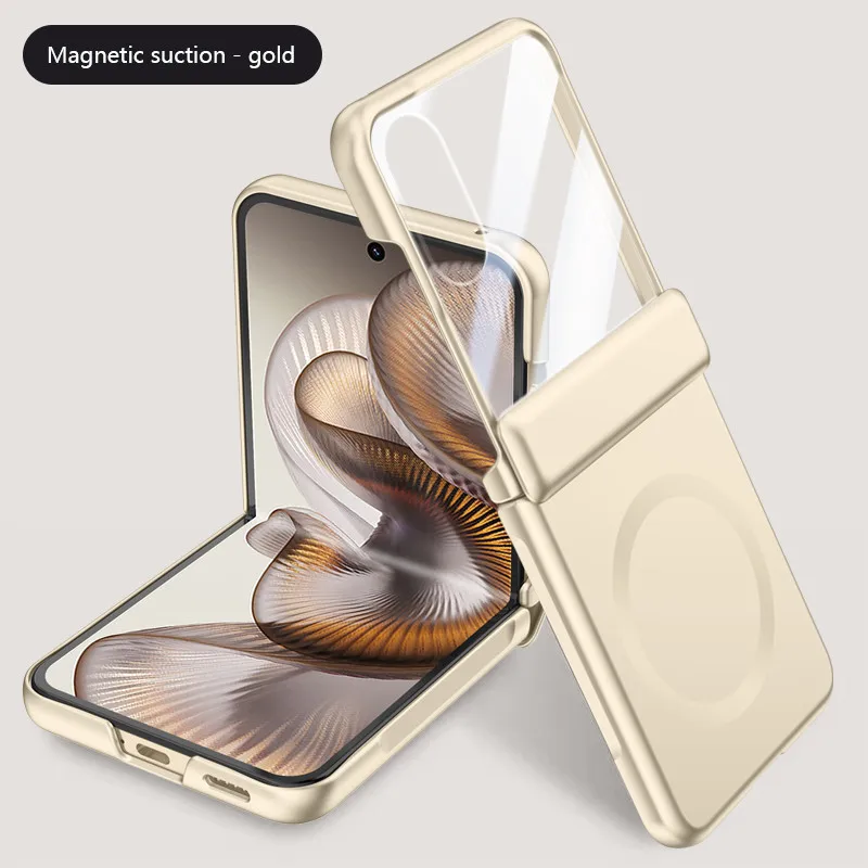 

Матовый матовый чехол для телефона с пружинными петлями для Xiaomi Mix Flip 2 5G, защитный чехол с закаленным стеклом