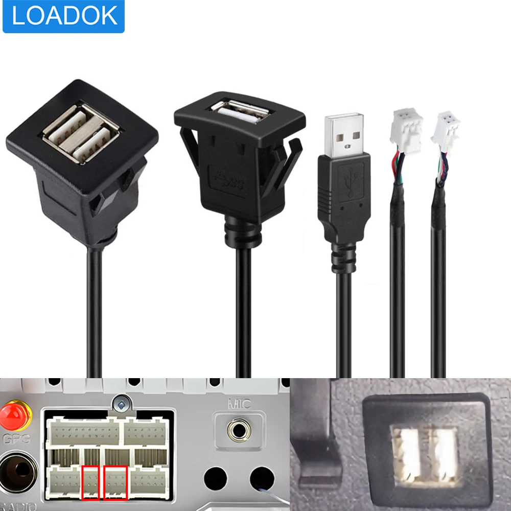 

4 6 Pin USB Car Radio Dash Board Mount Panel Extension Cable Adapter Connector for Android Multimedia Navigation Player