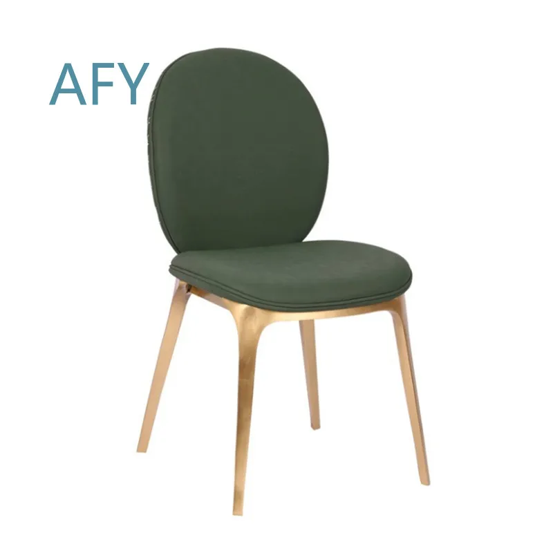 Designer Creative Dining Chair with Leather Fabric Upholstery and Stainless Steel Gold-Plated Frame for Modern Minimalist