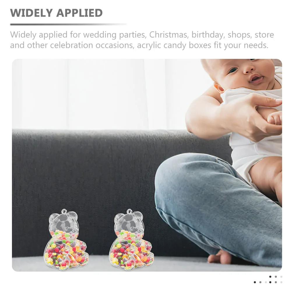 

12 Pcs C y Boxes Transparent Snacks Containers Wedding Bear Gifts Decor Treat High Capacity Party Sweets Storage Packaging Box