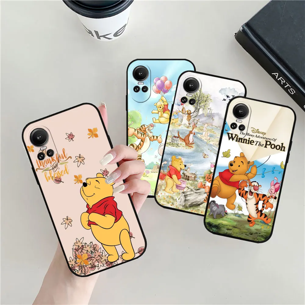 Disney Winnie The Pooh Tigger Piglet Phone Case For OPPO Reno 11 11F 10 8 8T 7 7Z 6 6Z 5 4 3 2F Z ACE Pro Plus Black Soft Cover