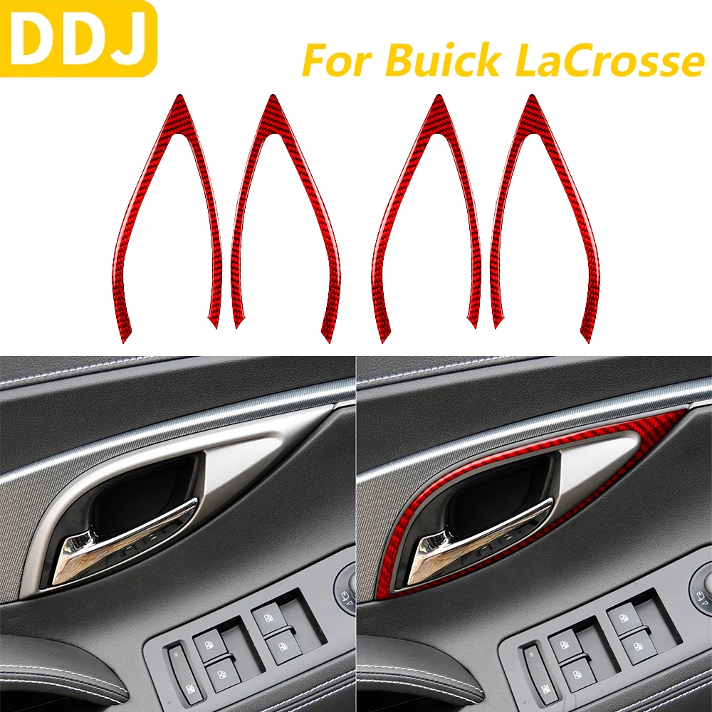 

For Buick Lacrosse CX CXL CXS 2010-2013 Red Carbon Fiber Front Rear Inner Door Handle Frame Trim Cover Car Accessories Sticker