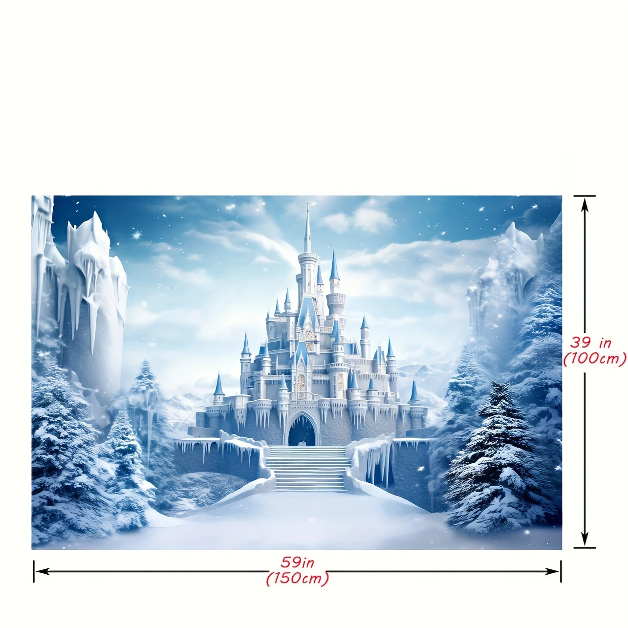 1 Winter Wonderland Ice and Snow Castle Background Photography, Fairy Tale Princess Party Photography Background Family Party