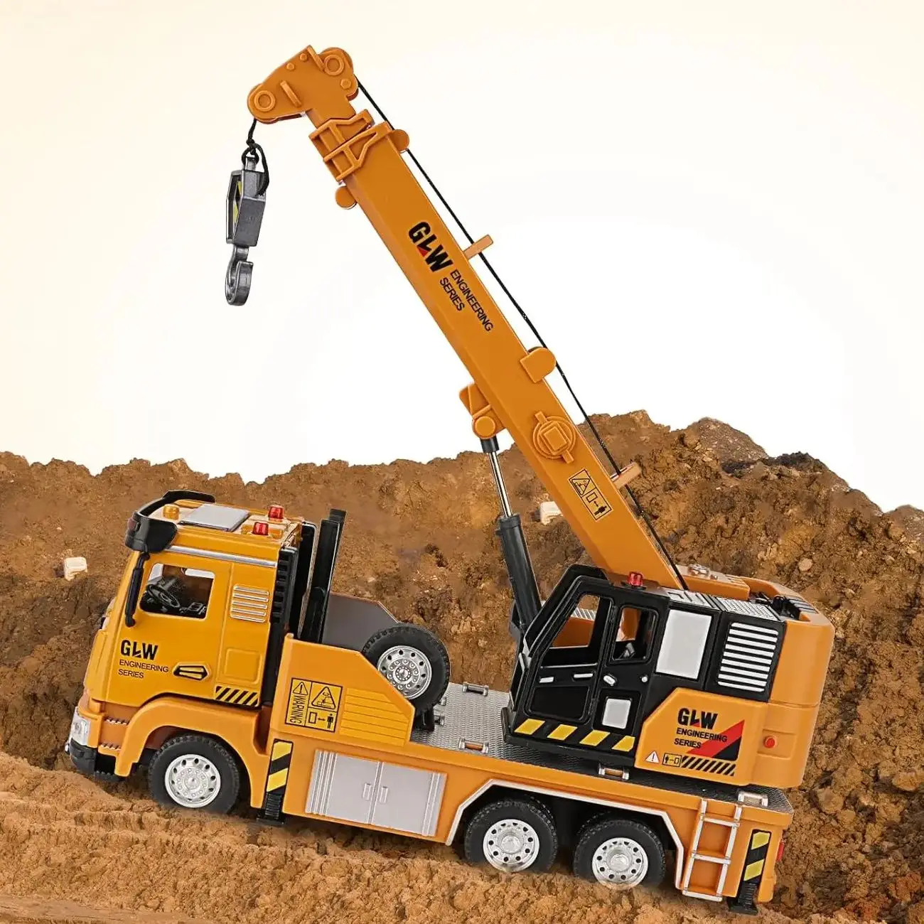 1:40 Crane Car Alloy Diecast Engineering Transport Truck Sound Light Pull Back Collection Play Vehicles Toys Gifts For Children