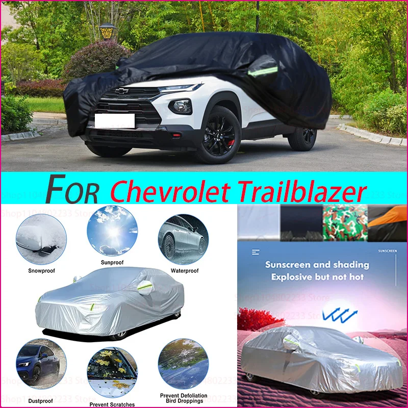 

Черный сверхмощный автомобильный чехол, водонепроницаемый, всепогодный, полный внешний чехол, уличная защита от снега, солнца и ультрафиолета для Chevrolet Trailblazer
