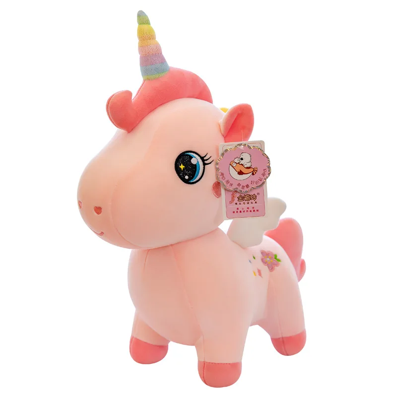 Cartoon Anime Plush Toy Cute Unicorn Pink Embroidery Pony Doll Pillow/Cushion for Room Decoration Girl Birthday Gift